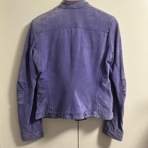 Danier Suede Leather Moto Jacket Womens M Purple Asymmetrical Full Zip - Picture 3 of 16